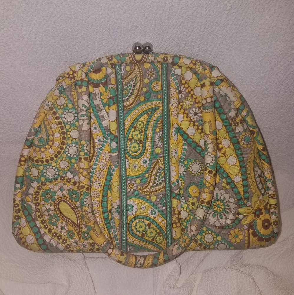 Vera Bradley Lemon Parfait Eloise Purse with kiss-